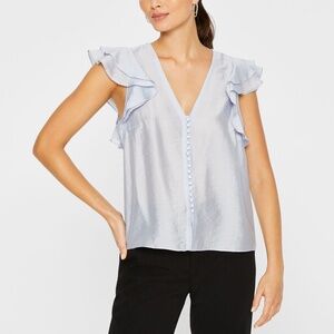 Ruffle Sleeve Button Top - New With Tags - NEVER WORN - 400 Blue